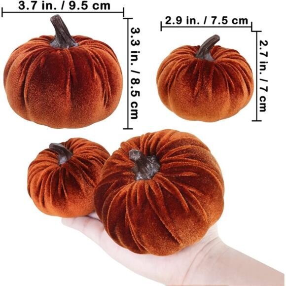 16 Pcs Assorted‎ Small Faux Rustic Harvest Velvet Pumpkins Fall Decorations - Picture 2 of 7